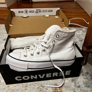 White high top platform converse